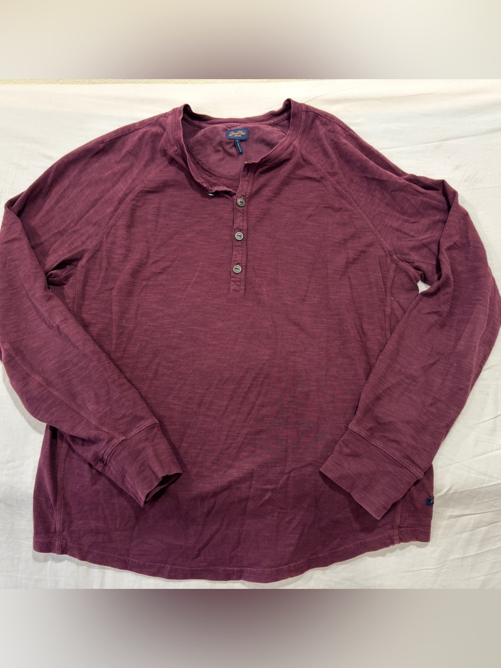 Good Man Brand 2 Henley Shirts Men's Large 100% Cotton Blue Plum Bundle Lot - Picture 5 of 8